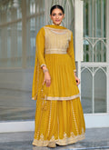 Yellow Sequence Embroidery Peplum Lehenga Kurti