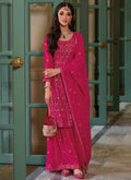 Pink Mirror Work Embroidered Festive Sharara Style Suit