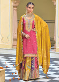 Pink And Yellow Multi Embroidery Festive Lehenga Kurti