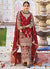 Red Multi Embroidery Traditional Pant Style Suit