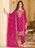 Hot Pink Crystal Stone Embroidery Pant Style Suit