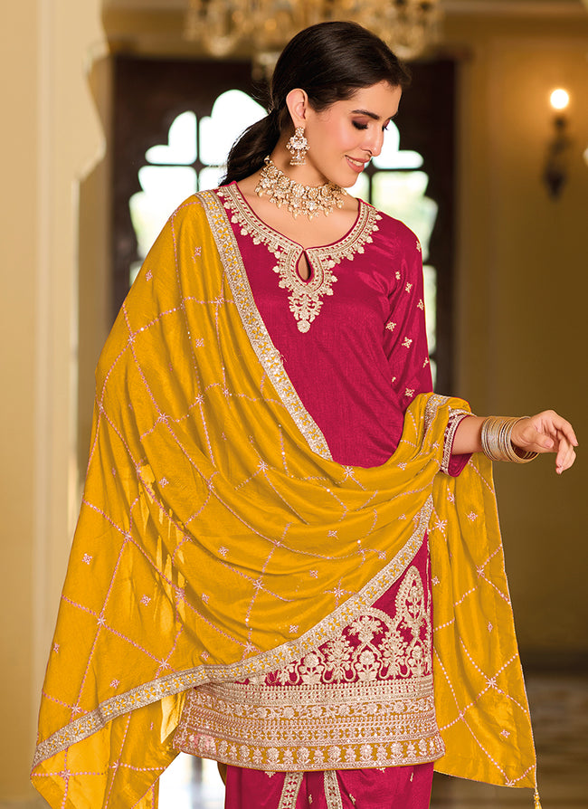 Yellow Salwar Suits with Green Dupatta Bridal Punjabi Suits