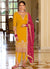 Yellow And Magenta Traditional Embroidery Punjabi Suit