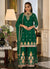 Green Traditional Embroidery Festive Palazzo Suit