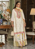 White Resham Thread Multi Embroidery Palazzo Suit