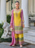 Yellow And Purple Multi Embroidery Pant Suit