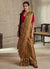 Mustard Yellow And Red Traditional Embroidery Organza Silk Saree
