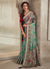Green And Red Traditional Embroidery Organza Silk Saree