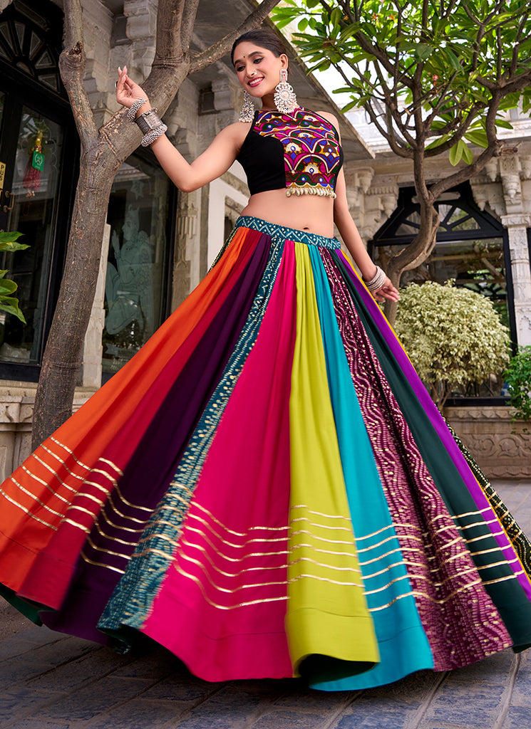 Black Rayon Kutchi Work Lehenga Choli Online