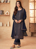 Blue Sequence Embroidery Pant Style Suit