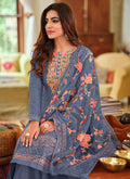 Pale Blue Embroidery Palazzo Suit IN Usa