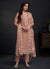 Peach Embroidery Straight Cut Pant Style Salwar Suit