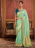 Sea Green And Blue Weaved Pure Dola Silk Saree