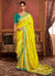 Yellow And Teal Weaved Pure Dola Silk Saree