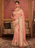Peach And Red Weaved Pure Dola Silk Saree
