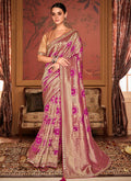 Magenta Pink Weaved Pure Dola Silk Saree