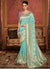 Sky Blue And Purple Weaved Pure Dola Silk Saree