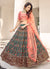 Green And Peach Embroidery Festive Lehenga Choli