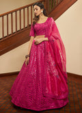 Hot Pink Sequence Embroidery Wedding Lehenga Choli