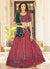 Cherry Red And Green Multi Embroidery Lehenga Choli