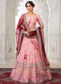 Pink Multicoloured Mirror Work Embroidery Lehenga Choli