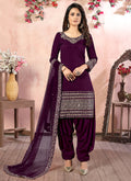 Purple Mirror Work Punjabi Suit