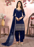 Blue Mirror Work Punjabi Suit