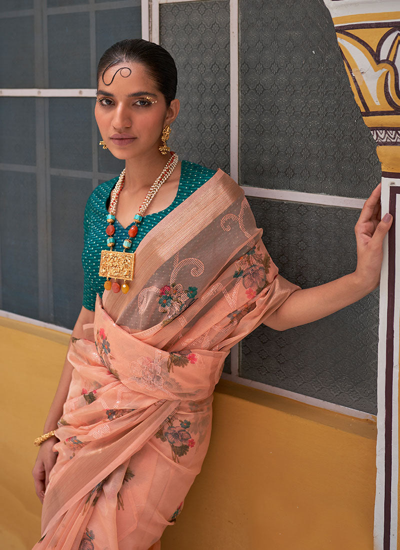 Buy Saree With Sequence Embroidered Blouse