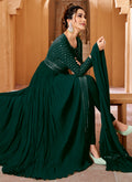 Green Mirror Work Embroidery Slit Style Anarkali Suit In USA UK