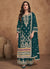 Green Thread Embroidery Palazzo Style Suit