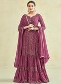 Mauve Sequence Embroidery Anarkali Gown