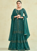 Green Sequence Embroidery Anarkali Gown