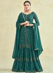 Green Sequence Embroidery Anarkali Gown