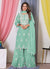 Sea Green Lucknowi Thread Embroidery Palazzo Suit