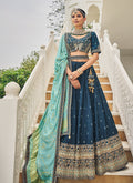 Turquoise Blue Multi Embroidery Festive Lehenga Choli