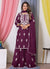 Deep Wine Lucknowi Thread Embroidery Palazzo Suit