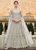 Silver Grey Embroidery Wedding Anarkali Suit
