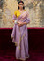 Purple And Yellow Embroidered Organza Silk Saree