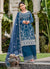 Royal Blue Thread Embroidery Festive Palazzo Suit