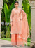 Soft Peach Thread Embroidery Festive Palazzo Suit