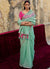 Mint Green And Pink Embroidered Organza Silk Saree