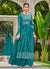 Turquoise Sequence Embroidery Festive Palazzo Suit