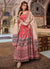 Red Stone Work Embroidery Ajrakh Printed Anarkali Gown