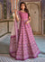 Purple Stone Work Embroidery Ajrakh Printed Anarkali Gown