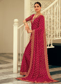 Bridal Red Foil Mirror Embroidery Wedding Silk Saree