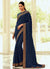 Dark Blue Sequence Embroidery Wedding Silk Saree