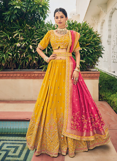 Yellow Multi Embroidery Festive Lehenga Choli