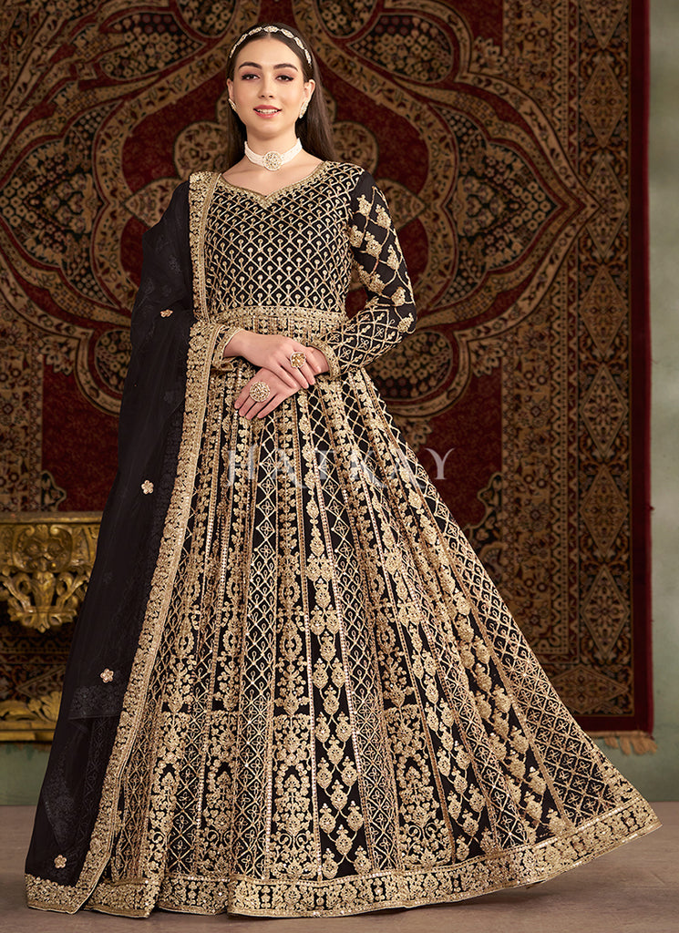 Black Embroidered Traditional Anarkali Suit custom Black Embroidered Traditional Anarkali Suit custom