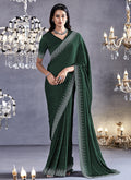 Dark Green Stone Work Embroidery Wedding Saree