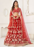 Red Traditional Embroidered Wedding Lehenga Choli